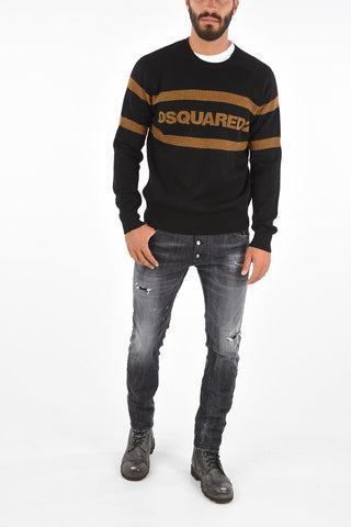 Wool Contrast Carved Sweater