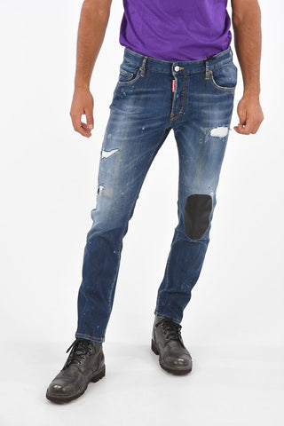 Leather Patch SKATER Distressed Jeans 17 Cm