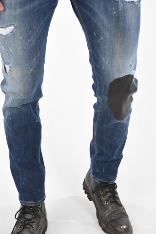 Leather Patch SKATER Distressed Jeans 17 Cm