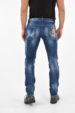Stretch Cotton Washed-Out Slim Fit Jeans 17 Cm