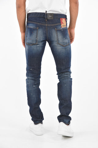 Stretch Cotton Distressed Slim Fit Jeans 17 Cm