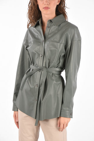 Leather Overshirt with Belt