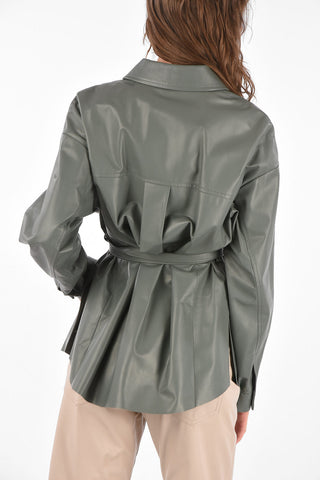 Leather Overshirt with Belt