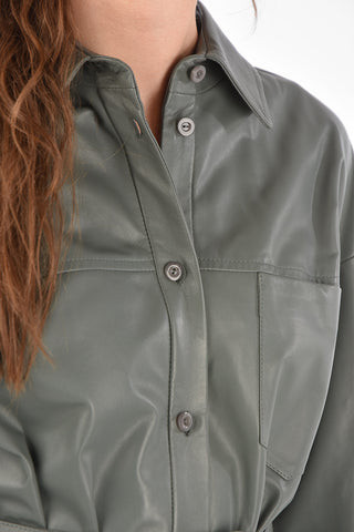Leather Overshirt with Belt