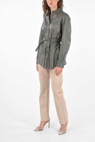 Leather Overshirt with Belt