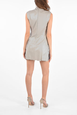 vestito in pelle con doppio spacco laterale