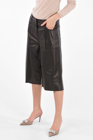 Front Pleated Leather Gaucho Pants