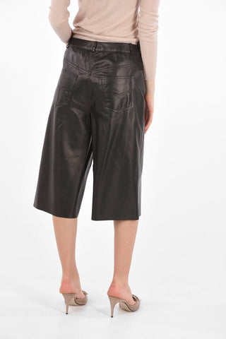 Front Pleated Leather Gaucho Pants