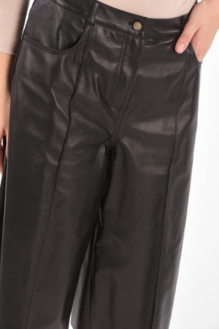 Front Pleated Leather Gaucho Pants