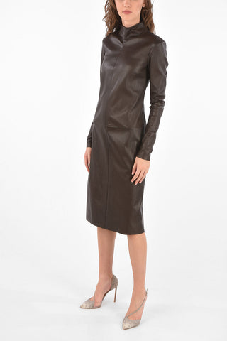 Leather Turtleneck Dress