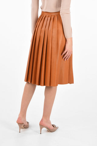 Pleated leather skirt