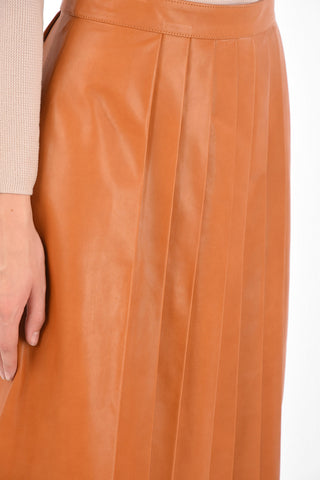 Pleated leather skirt