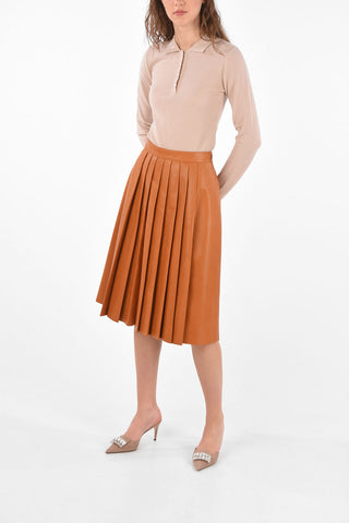 Pleated leather skirt