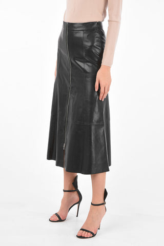 Zip up Midi leather skirt