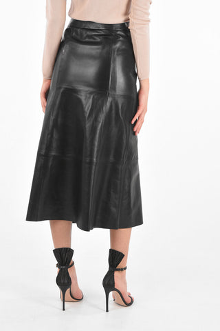Zip up Midi leather skirt