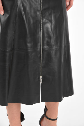 Zip up Midi leather skirt