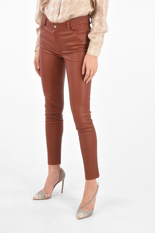 Leather 5 Pocket Skinny Fit Pants
