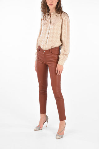 Leather 5 Pocket Skinny Fit Pants