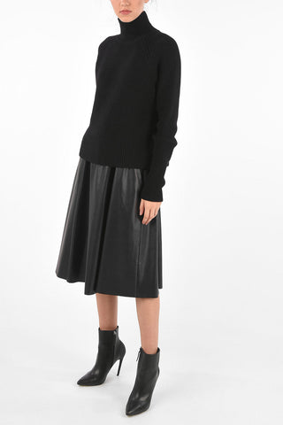 Leather Dress with Knit Detail