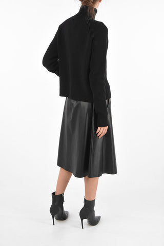 Leather Dress with Knit Detail