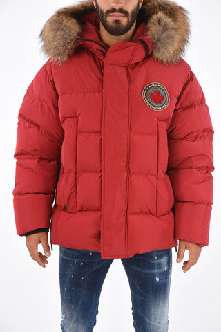 Down Jacket with Real Fur Detail