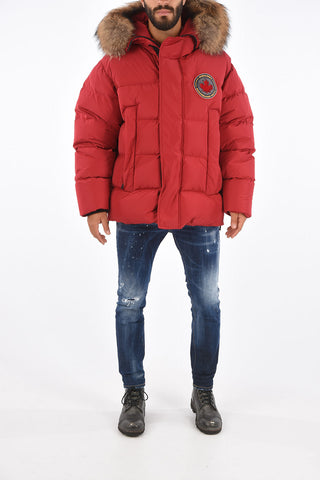 Down Jacket with Real Fur Detail