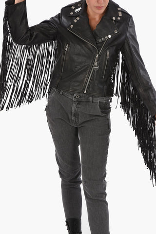 Leather L-HELGAT Jacket with Fringes