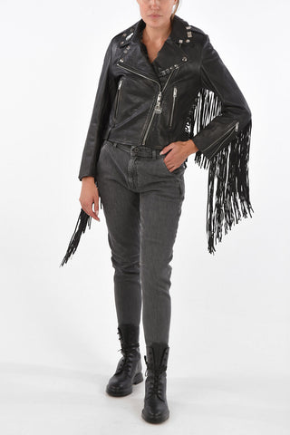 Leather L-HELGAT Jacket with Fringes