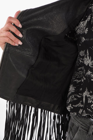 Leather L-HELGAT Jacket with Fringes
