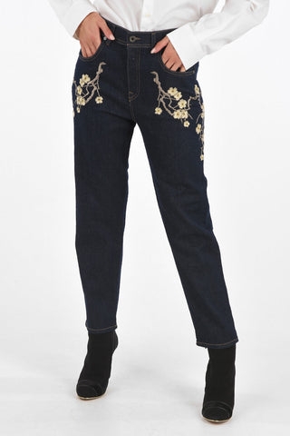BLACK GOLD 17cm Floral Embroidered TYPE-1799 Jeans