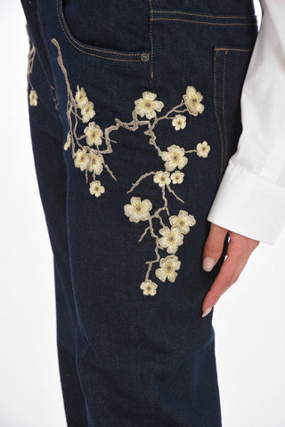 BLACK GOLD 17cm Floral Embroidered TYPE-1799 Jeans