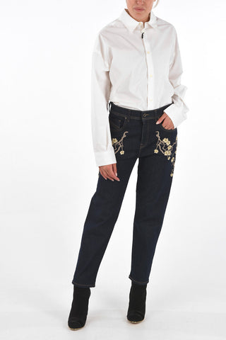BLACK GOLD 17cm Floral Embroidered TYPE-1799 Jeans