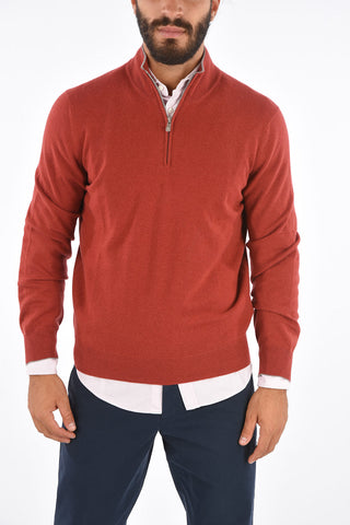 Cashmere Half Zipped Mock Sweater