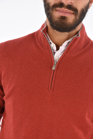 Cashmere Half Zipped Mock Sweater