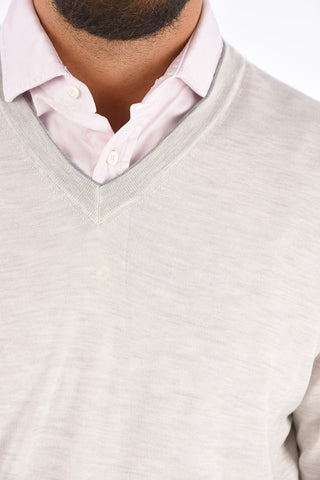 Virgin Wool and Cashmere V-Neck Sweater