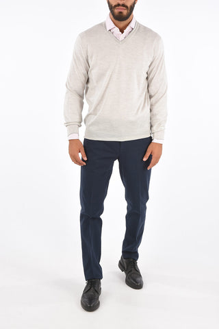 Virgin Wool and Cashmere V-Neck Sweater