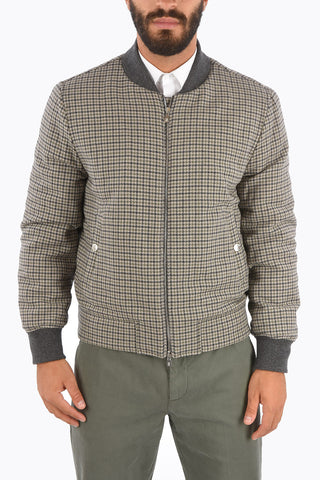 Houndstooth Wool and Cashmere Bomber Jacket