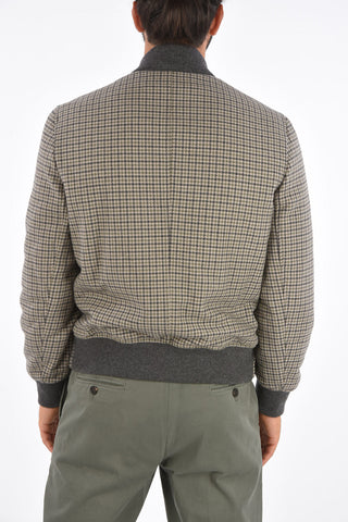 Houndstooth Wool and Cashmere Bomber Jacket