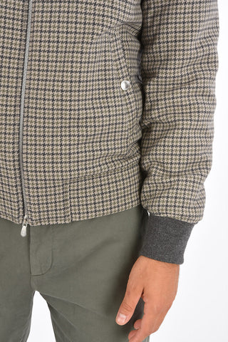 Houndstooth Wool and Cashmere Bomber Jacket