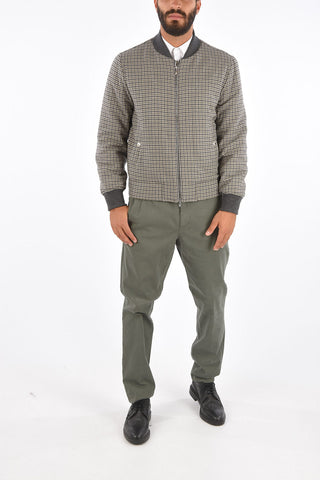 Houndstooth Wool and Cashmere Bomber Jacket