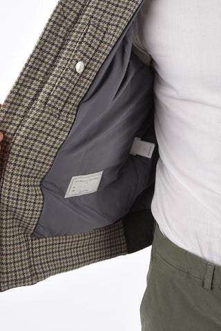 Houndstooth Wool and Cashmere Bomber Jacket