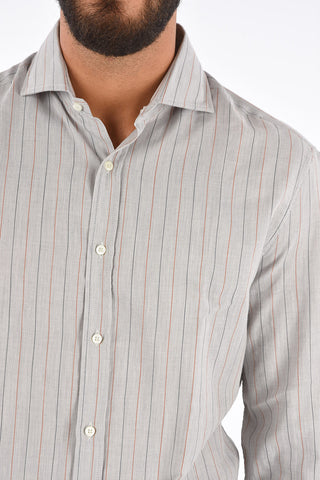 Camicia Collo Italiano Slim Fit a Righe