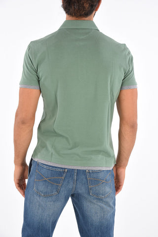 Cotton Contrast Trim Polo Collar T-Shirt
