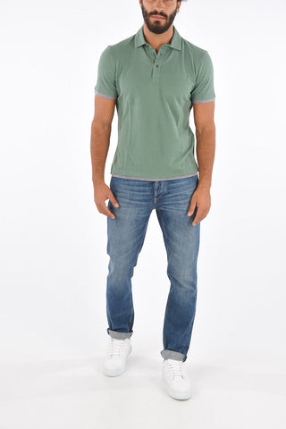 Cotton Contrast Trim Polo Collar T-Shirt