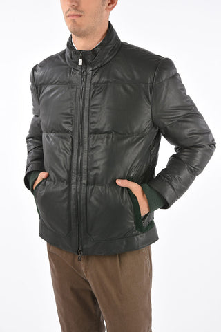 Quilted Leather Down Jacket 