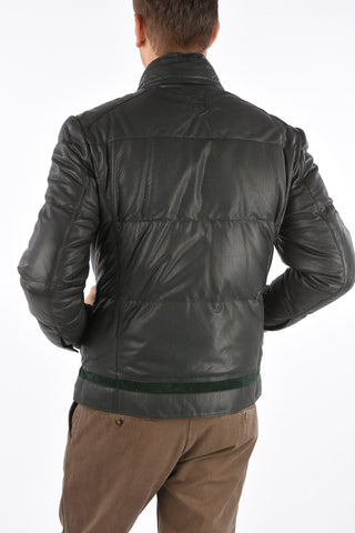 Quilted Leather Down Jacket 