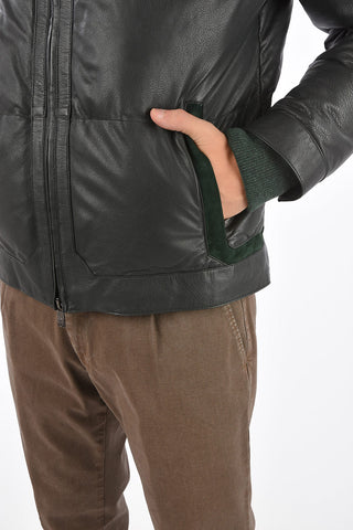 Quilted Leather Down Jacket 