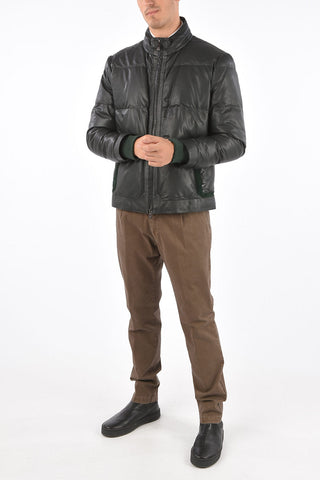 Quilted Leather Down Jacket 