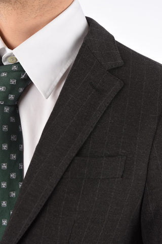 Virgin Wool Pencil Striped Unlined Suit