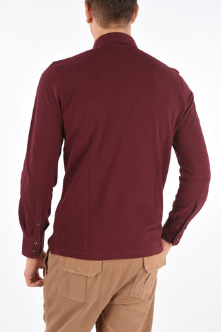 Cotton Long Sleeve Polo Collar T-Shirt